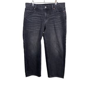 Old Navy Boyfriend Jeans Womens 10P 10 Petite Black Mid Rise Loose Fit